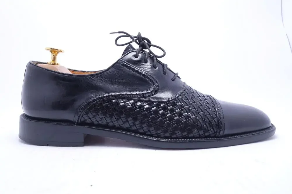 Mezlan San Juan Shoes Mens Size 10 M Black Woven Leather Cap Toe Oxford Dress